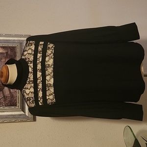 Black lace front top